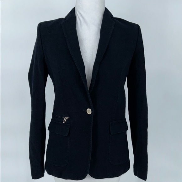Massimo Dutti Women's Navy Blue Blazer Classic Tailored Wool-Blend Jacket Size 6 - Picture 3 of 14
